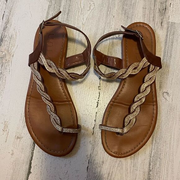 Brown & Gold Sandals Size 7 - Picture 2 of 3